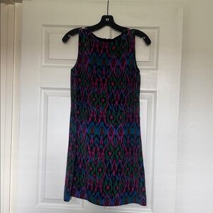 missoni green/pink pattern silk sheath dress